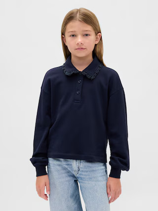 Kids French Terry Lace-Trim Polo Sweatshirt | Gap (US)