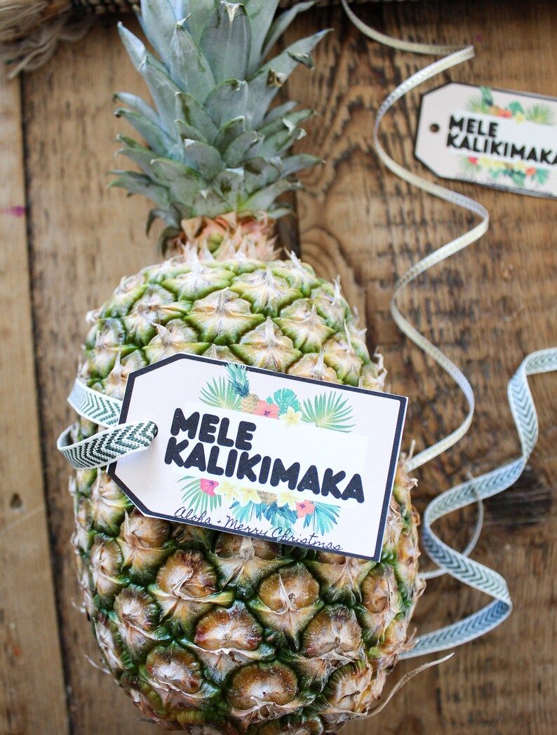 Mele Kalikimaka Tropical Christmas Gift Tag *DIGITAL FILE* Hawaiian Holiday Gift Tag, Hawaiian Ch... | Etsy (US)