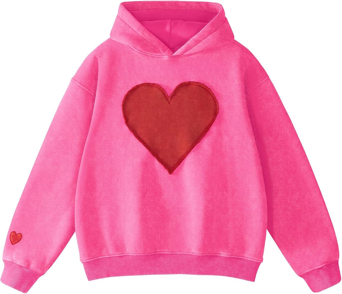 FAIABLE Hoodies for Women Heart Patch Couples Hoodies Sweatshirts Heavyweight Heart Hoodie 2026 V... | Amazon (US)