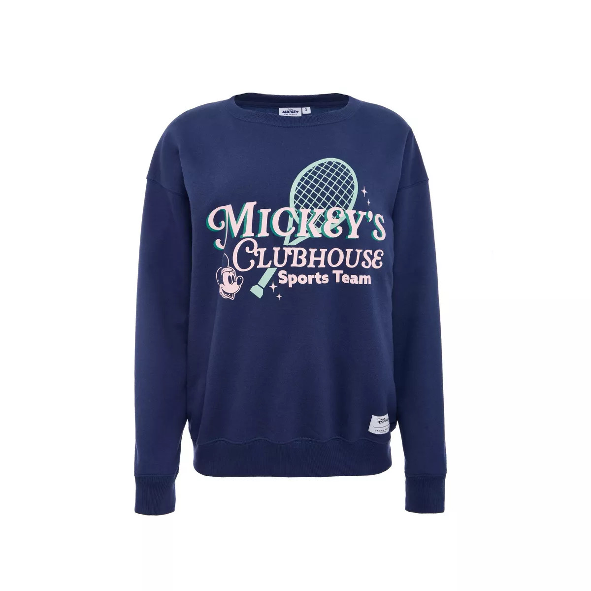 Women's Mickey's Clubhouse Pullover Crew Neck Fleece Sweatshirt - Navy Blue S | Target