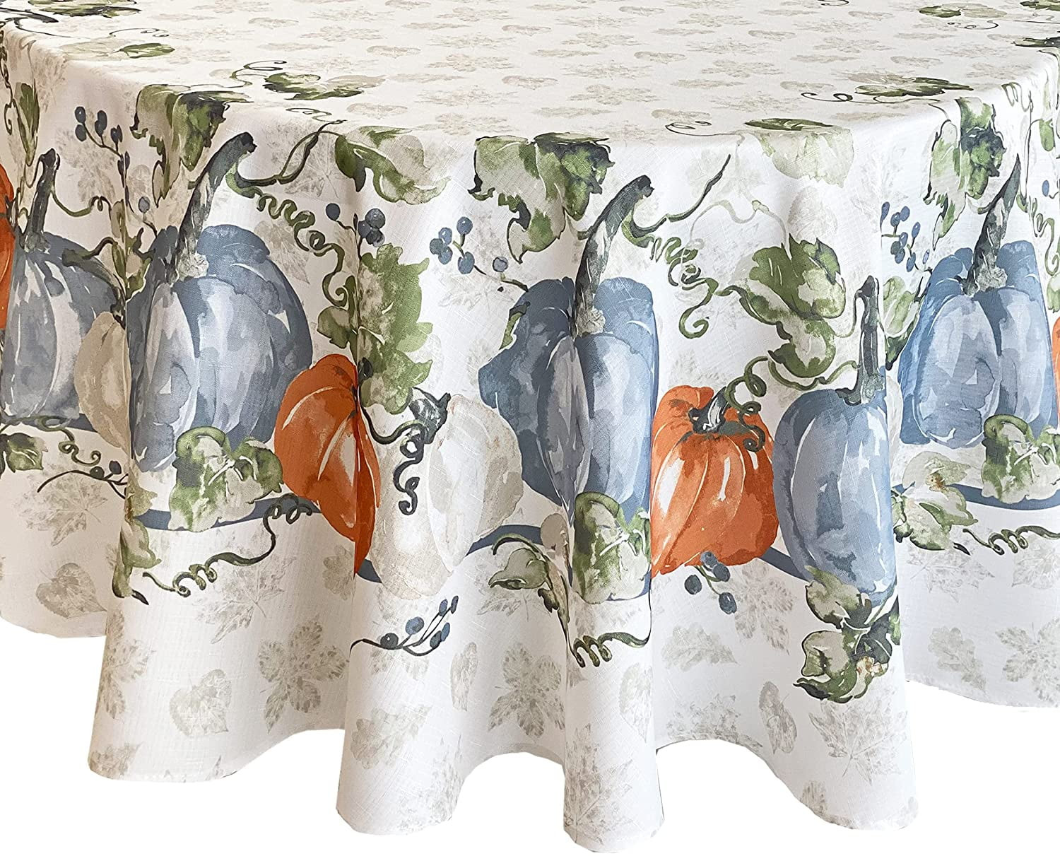 Newbridge Pumpkin Vines Stonewashed Bordered Thanksgiving Fall Fabric Tablecloth, Blue Pumpkin Au... | Walmart (US)