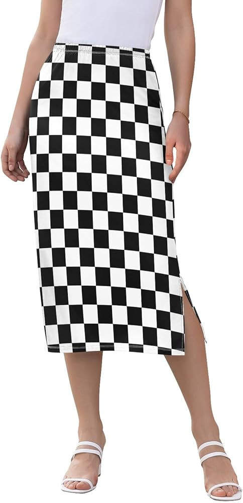 Joisal Dog Gold Paw Prints Midi Length Skirt Skirts with Slits, Ladies Long Skirts Stretch Pencil... | Amazon (US)