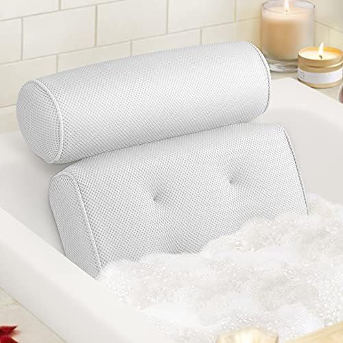 LuxStep Bath Pillow Bathtub Pillow with 6 Non-Slip Suction Cups,15x14 Inch, Extra Thick and Soft Air | Amazon (US)