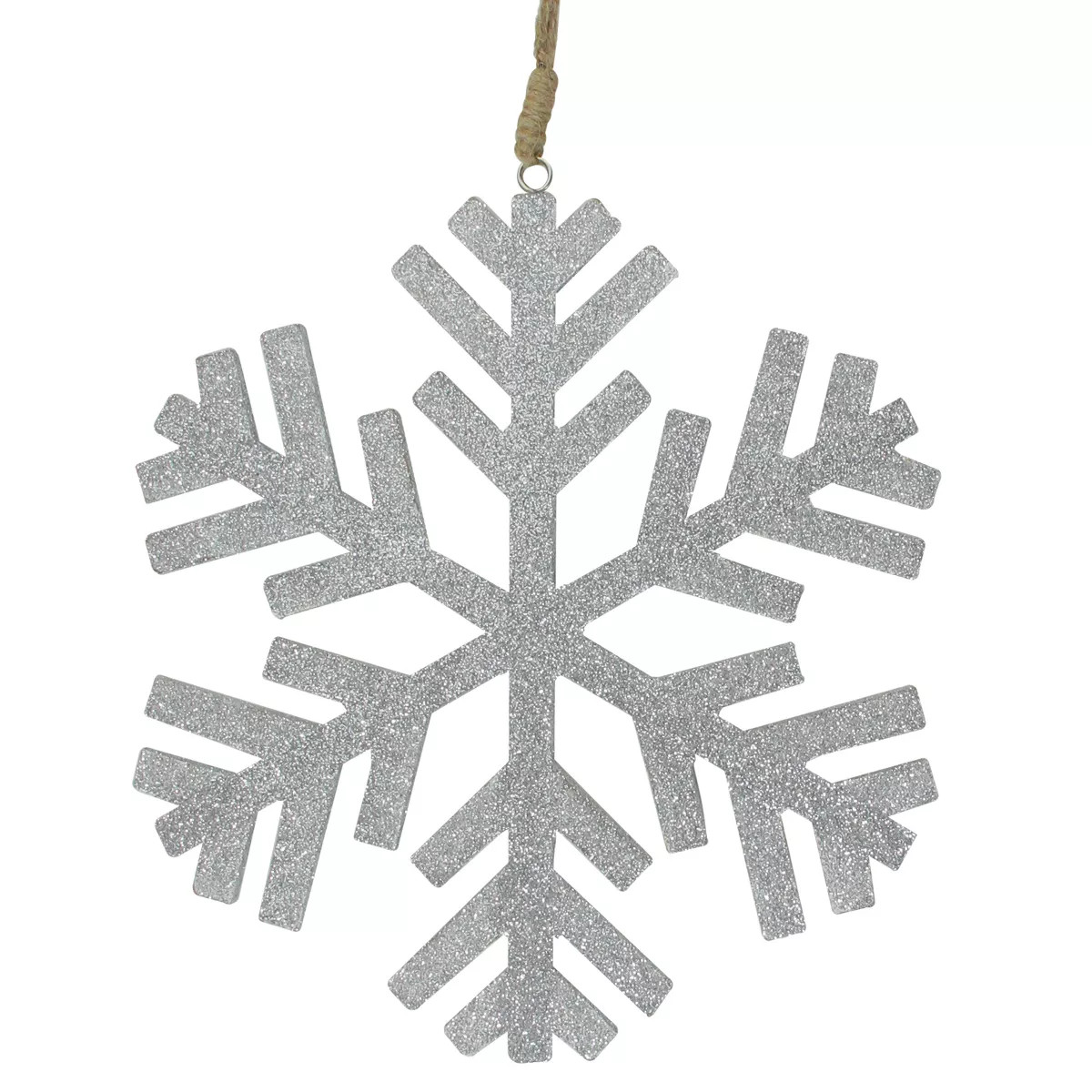 Northlight Glitter Drenched Wooden Snowflake Christmas Ornament - 8.75" - Silver Tone | Target