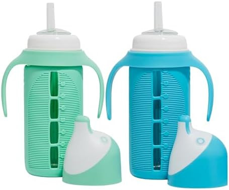 Tabor Place Set of 2 - Glass Sippy Cup for Toddlers - The Luca | Spill-Proof | Silicone Straw | M... | Amazon (US)