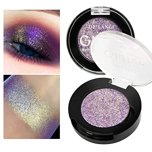 Afflano Single Purple-Gold Eyeshadow Shimmery, Duo Chrome Multichrome Eyeshadow Purple, Holographic Glitter Eye shadow, Color Change Sparkle Chameleon Eye shadow Luminizer Highlighter Makeup | Amazon (US)