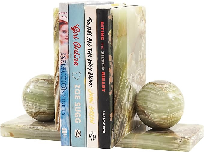 Radicaln Marble Book Ends Green Onyx Set of 2 Handmade Decorative Book Holder Accessories - Booke... | Amazon (US)