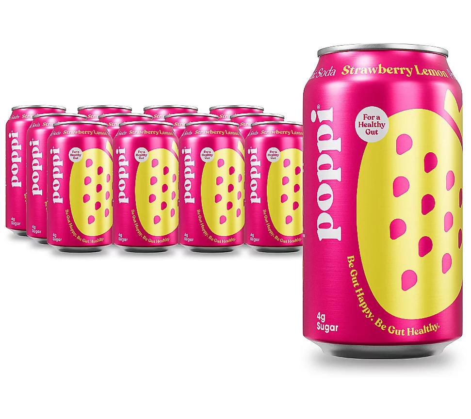 Poppi (12) 12oz Cans Prebiotic Soda - Strawberr y Lemon | QVC