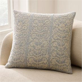 Embroidered Linear Floral Pillow Cover | West Elm (US)