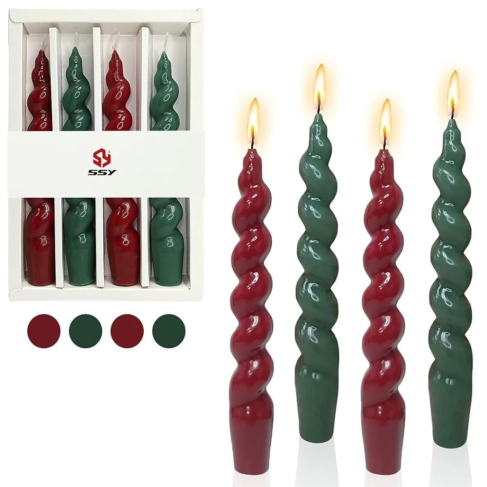 Spiral Taper Candle Red Candlesticks -Green Candle Stick Short Tapered Candles 7.5inches Christma... | Walmart (US)