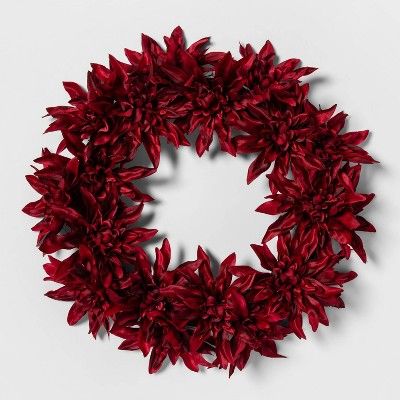 19" Artificial Dahlia Flower Wreath Red - Threshold™ | Target