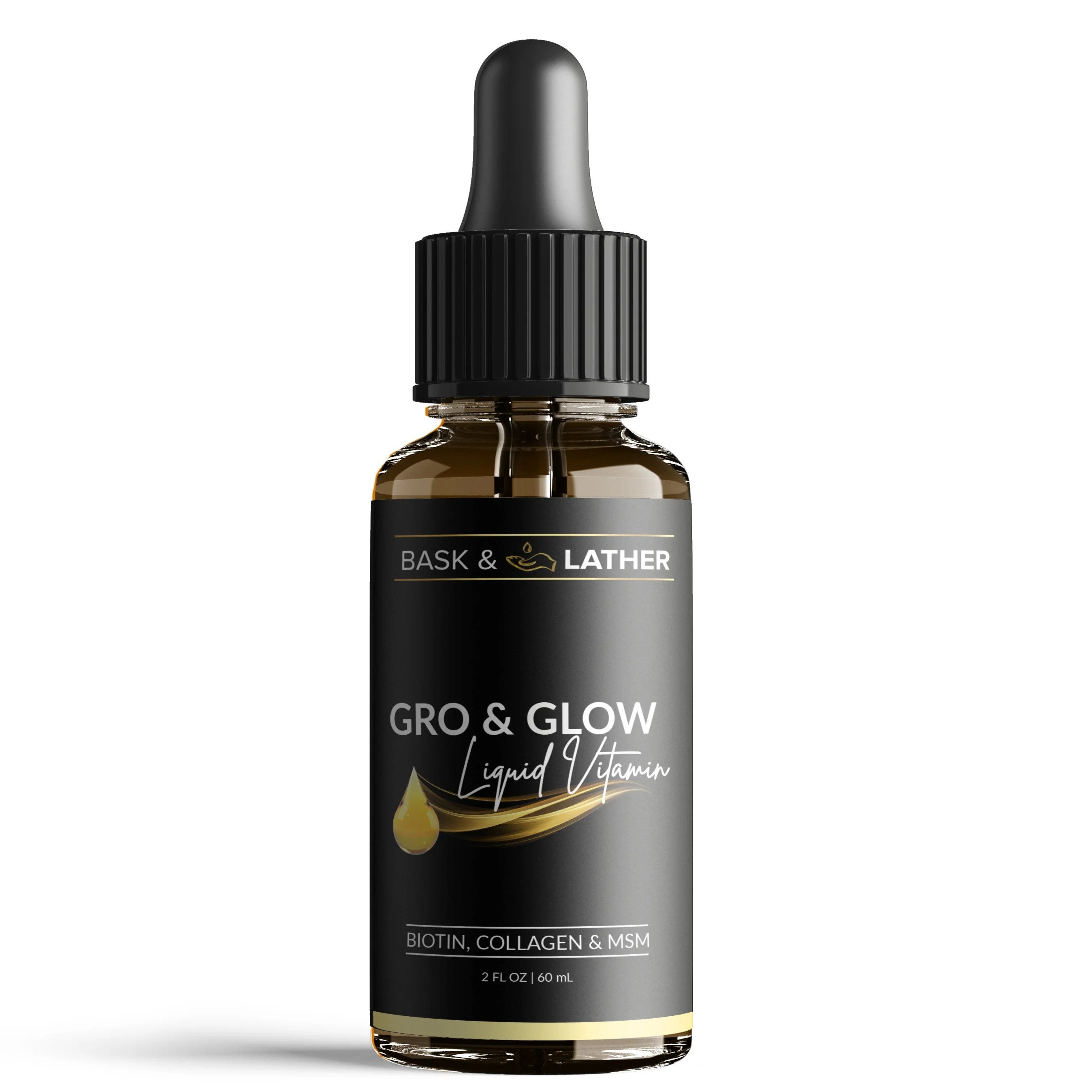 Gro & Glow Liquid Vitamins - 2 Month Supply! | Bask and Lather Co