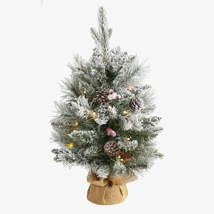 Flocked Tabletop Faux Christmas Tree - 2' | Pottery Barn Teen