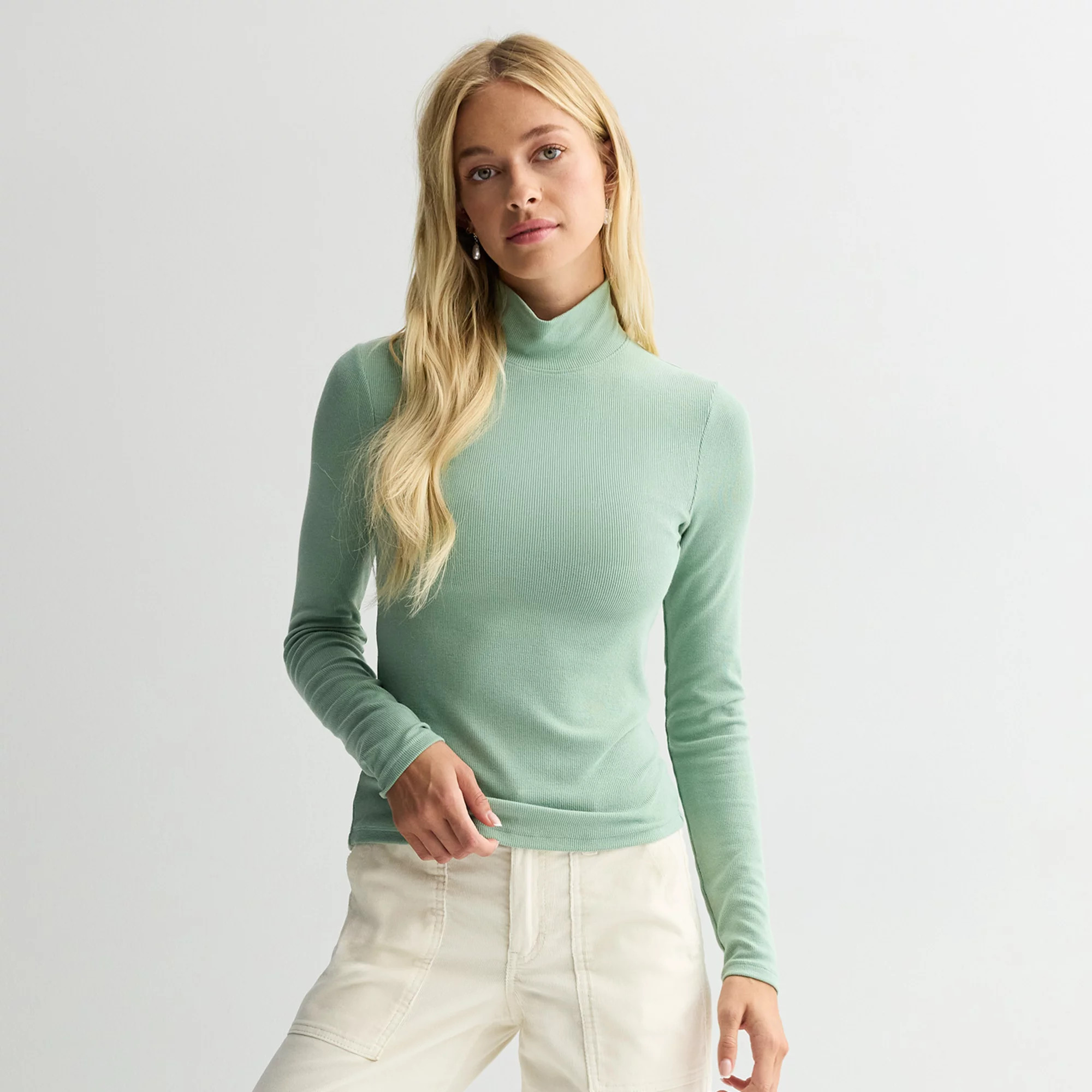 Juniors' SO® Rib Long Sleeve Mock Neck Top | Kohl's
