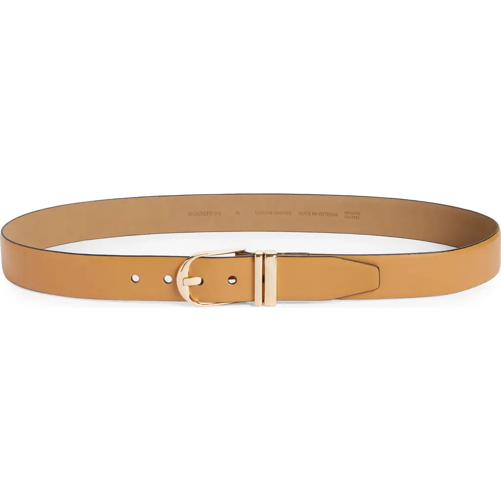 Nordstrom Leather Belt in Tan- Gold at Nordstrom, Size Large | Nordstrom