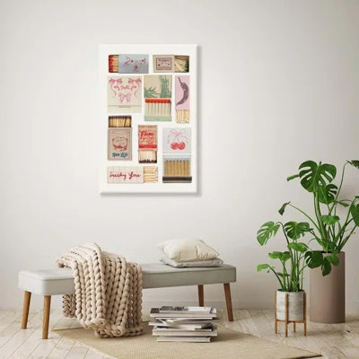 Trendy Vintage Matchbook Canvas Print Coquette Retro Matches Y2k Room Decor Aesthetic Funky Lucky You Wall Art Cute Bedroom Posters 12X18inch Framed | Wayfair North America