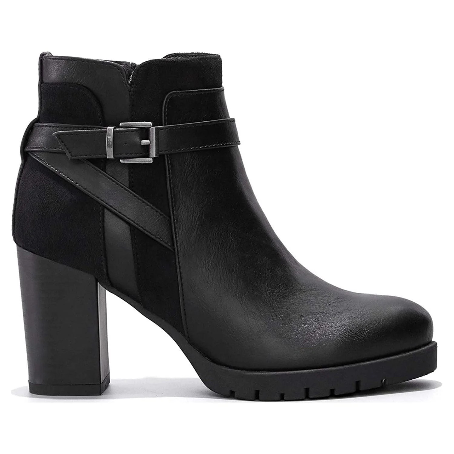 Pennysue Women's Chunky Heel Booties Black Zipper Ankle Booties Size 7 | Walmart (US)