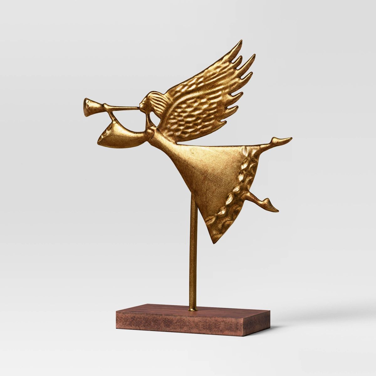 8" Metal Angel with Horn Christmas Figurine - Wondershop™ Gold | Target