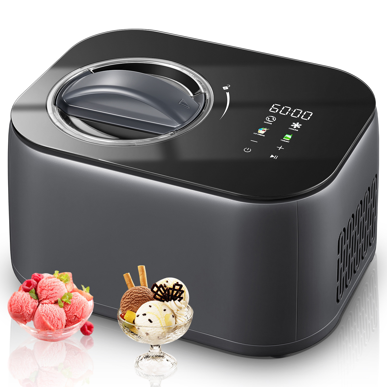 FOHERE 1.2Qt Automatic Ice Cream Maker Machine with Built-in Compressor, No Pre-Freezing, 4 Modes... | Walmart (US)