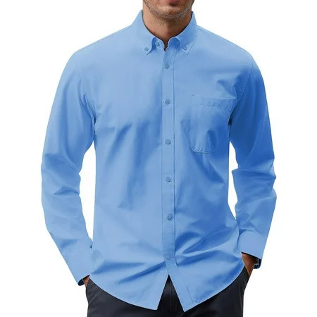 GENTS BLISS Long Sleeve Mens Dress Shirts Casual Solid Shirts for Men Regular Oxford Tops with Pocket | Walmart (US)
