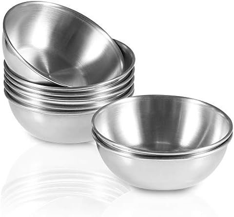 Amytalk 8 Pack 3.2inch Stainless Steel Sauce Dishes Mini Individual Saucers Bowl Round Seasoning Dis | Amazon (US)