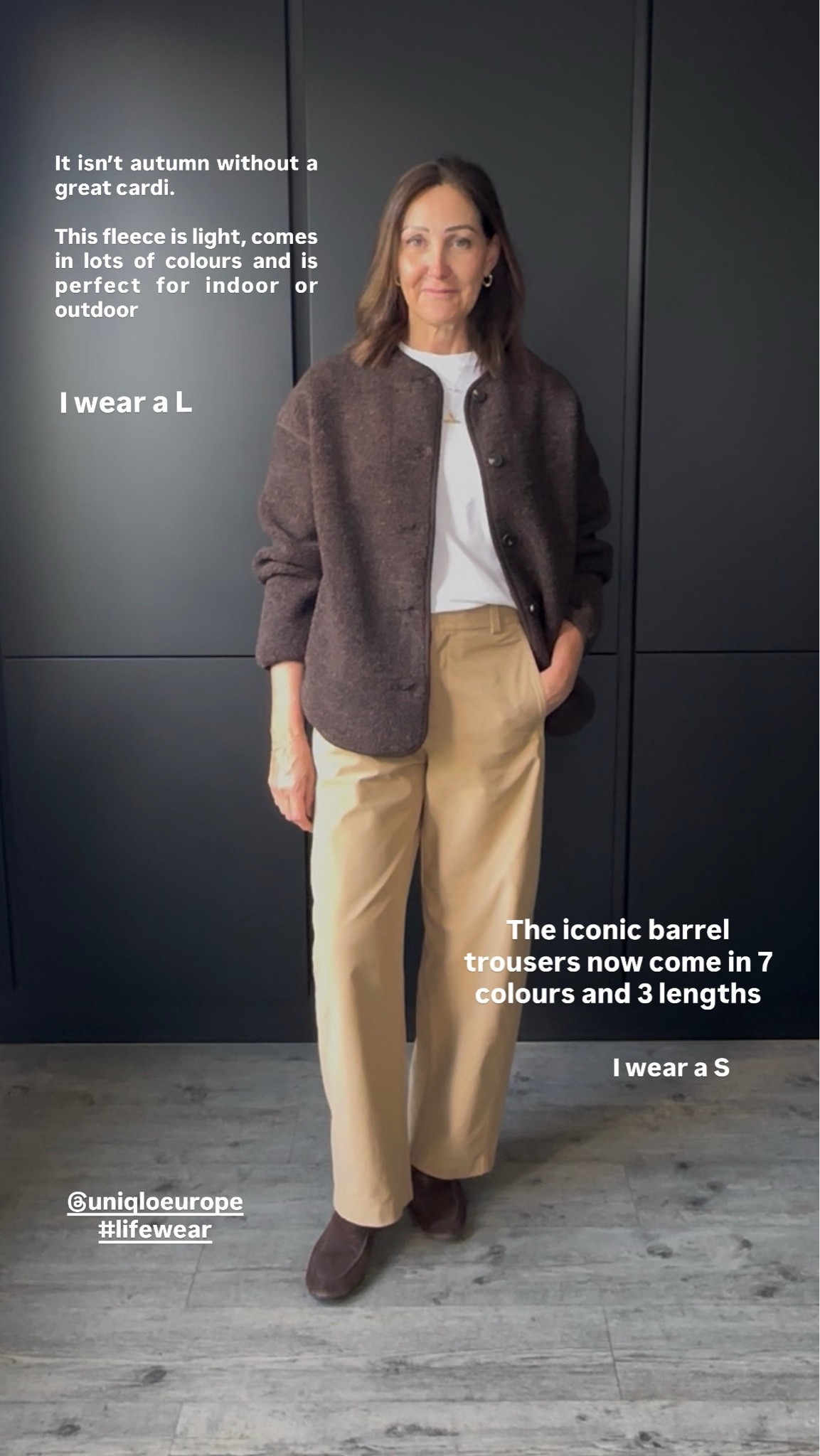 More of my 5 autumnal picks from @UNIQLO 
This fleece cardi is one of those prefer you don’t know you need until you have it. Lightweight and cosy - their it in over everything or get snuggly on the sofa. 
Worn with the most flattering barrel trousers that now come in 3 lengths and 7 colours. AD
I’m wearing Medium in both

#LTKautumn #LTKover50style #LTKstyletip
