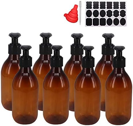 8 Pack 8OZ Empty Plastic Pump Lotion Bottles With 1 Pen, Labels & Silicone Funnel, Amber Color Lo... | Amazon (US)