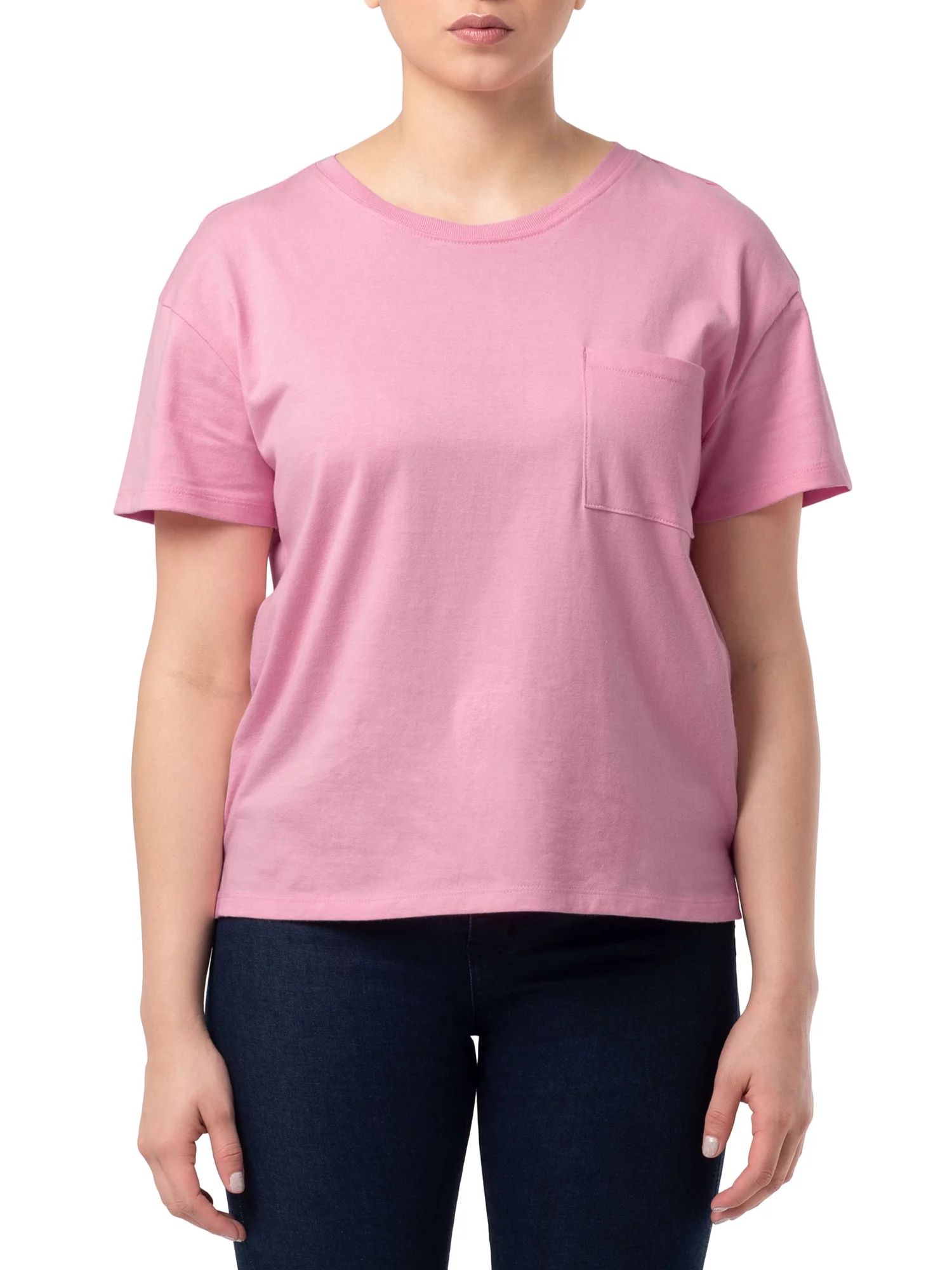 Time and Tru Women's Short Sleeve Boyfriend T-Shirt - Walmart.com | Walmart (US)