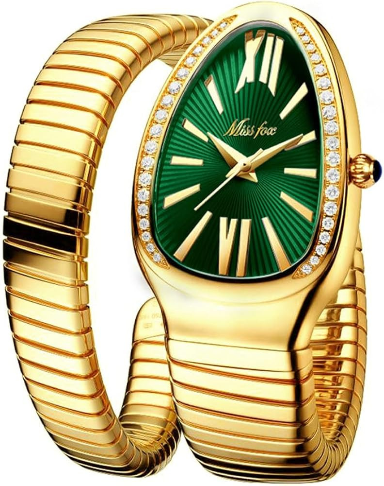 Classic Snake Shape Watch for Women Gold Silver Scaleable Bracelet Womens Watches Bling Diamonds ... | Amazon (US)