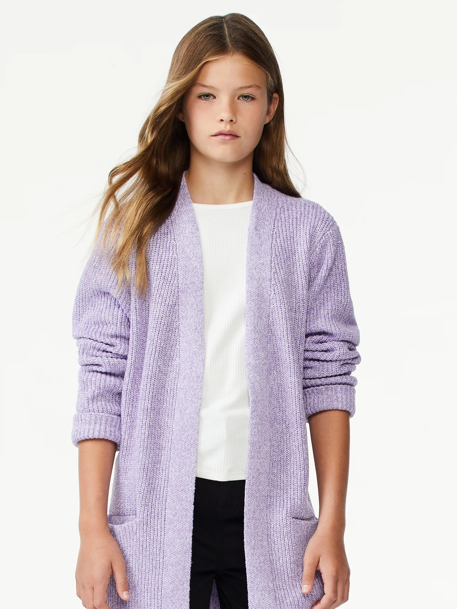 Free Assembly Girls Chunky Layering Cardigan, Sizes 4-18 | Walmart (US)