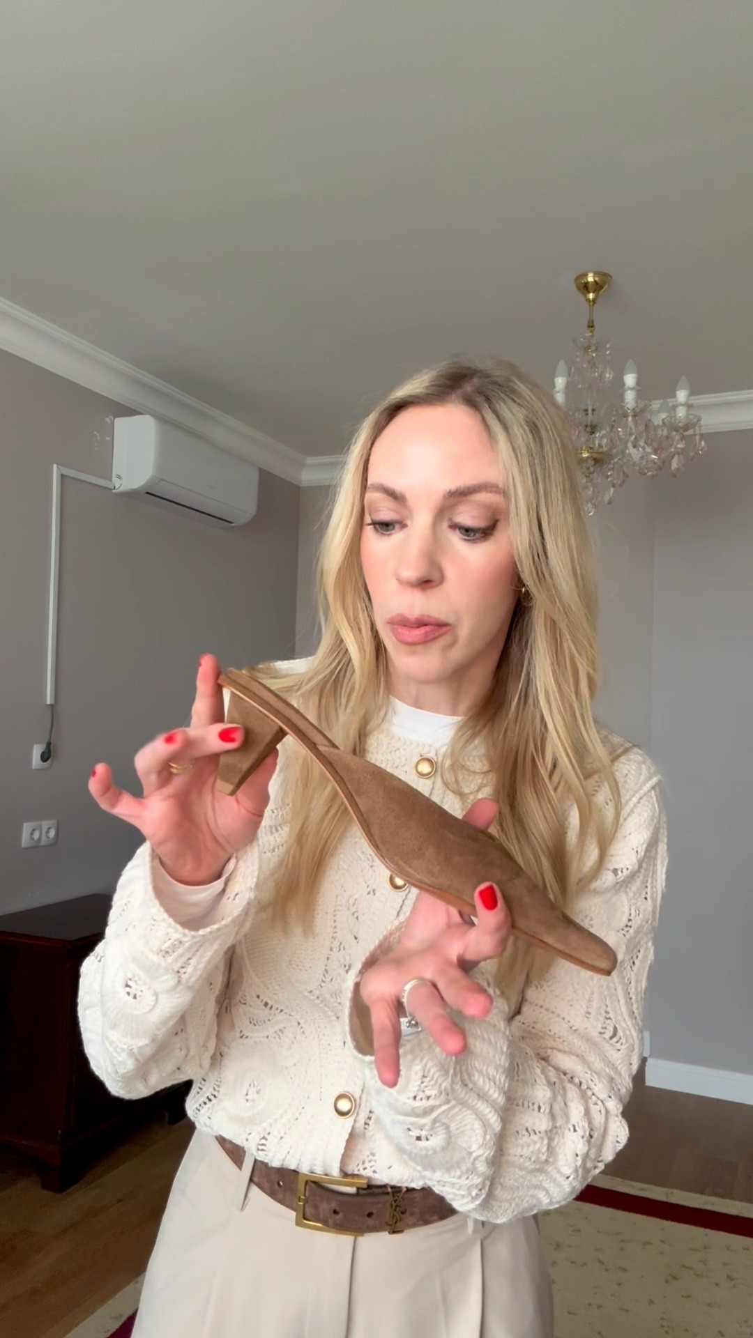 Work outfit, spring workwear, crochet cardigan, lace top, suede mules 

#LTKSaleAlert #LTKWorkwear #LTKootd