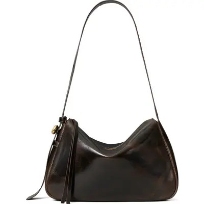 Tory Burch Romy Distressed Leather Shoulder Bag in Dark Brown at Nordstrom | Nordstrom