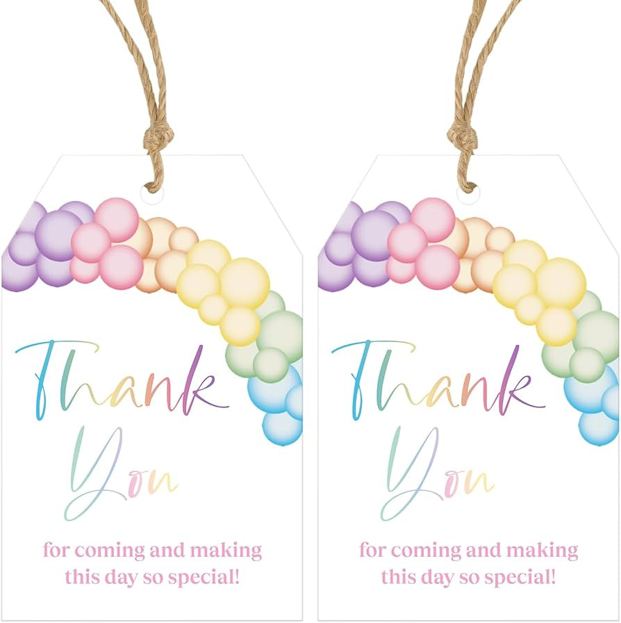 Anwyll Balloon Thank You Tags - 50Pcs Thank You Party Favors Gift Tags with String Thank You for ... | Amazon (US)