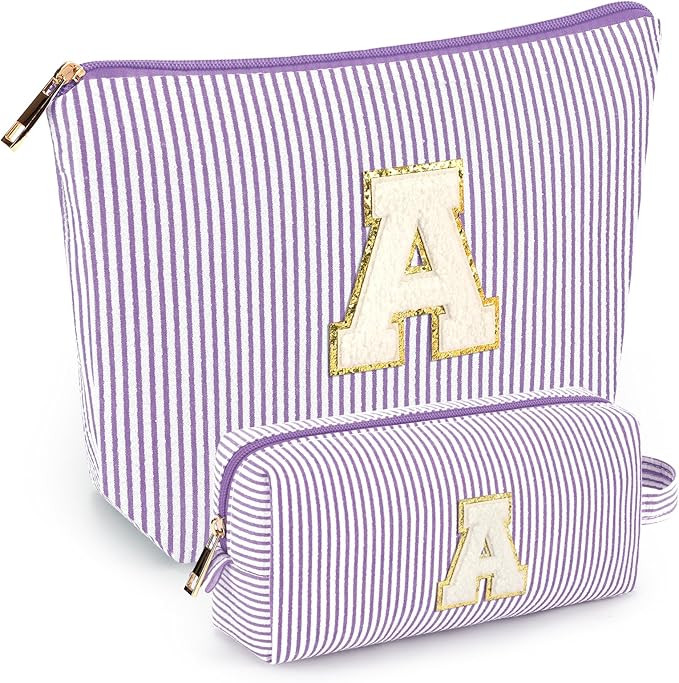 2 PCS Initial Makeup Bags for Women: Cosmetic Bag for Travel Toiletry - Birthday Gifts for 11 12 ... | Amazon (US)