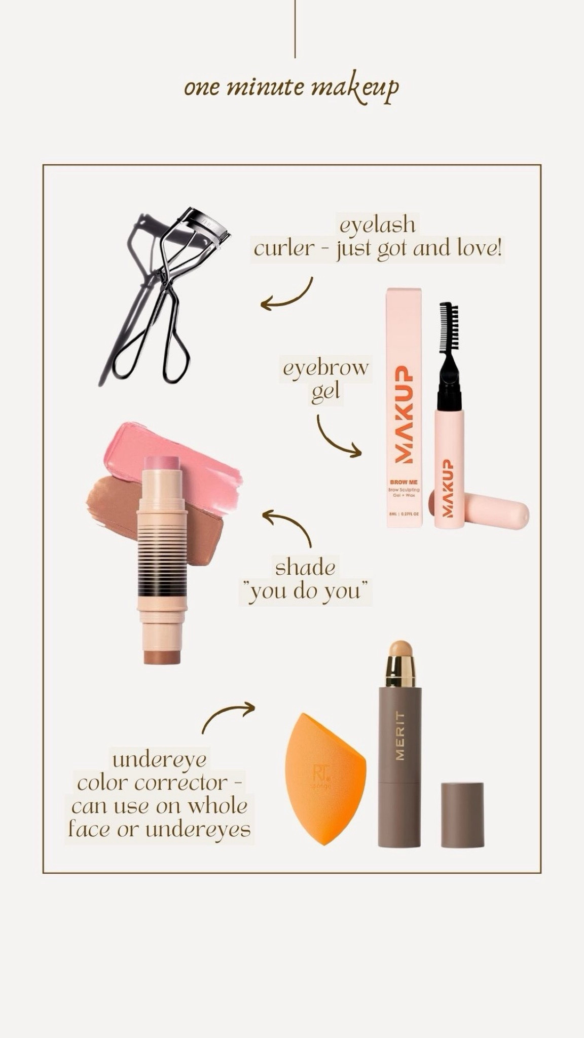 One Minute Makeup Routine - quick beauty routine - makeup I’m loving lately - eyebrow gel 

#LTKbeauty