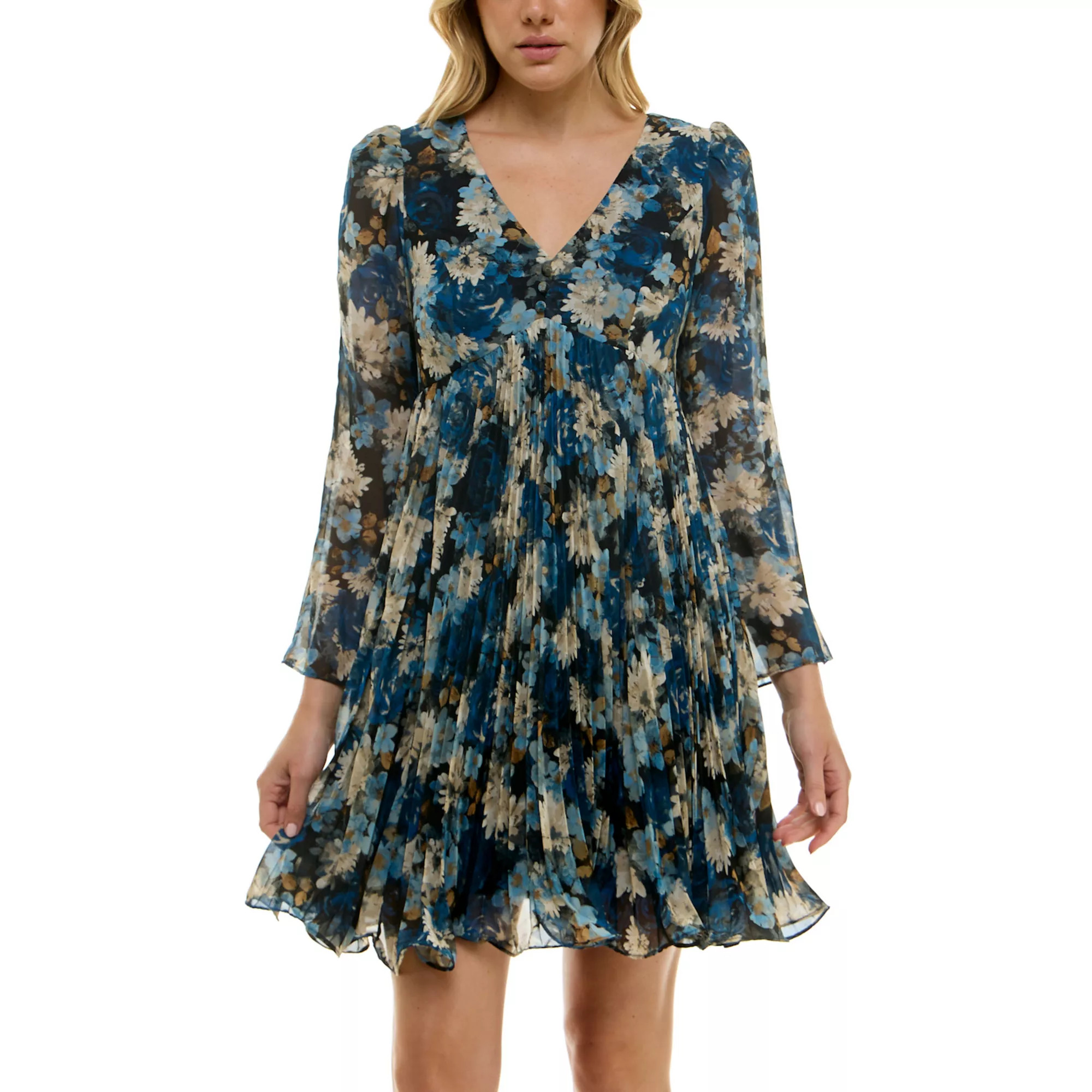 Women's Taylor Flounce Hem Pleated Mini Dress | Kohl's