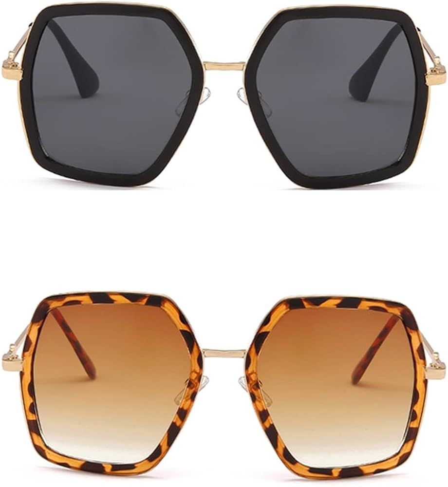 IKANOO Oversized Square Sunglasses for Women Hexagon Inspired Designer Style Shades | Amazon (US)