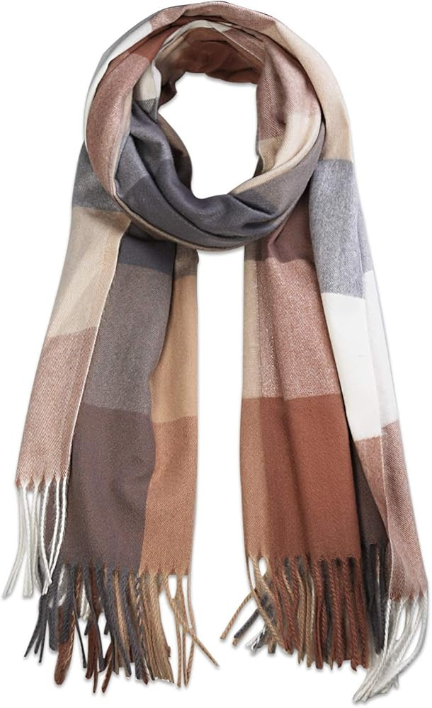 SOJOS Classic Plaid Tartan Scarf for Women Men Soft Check Tassel Scarves SC316 | Amazon (US)