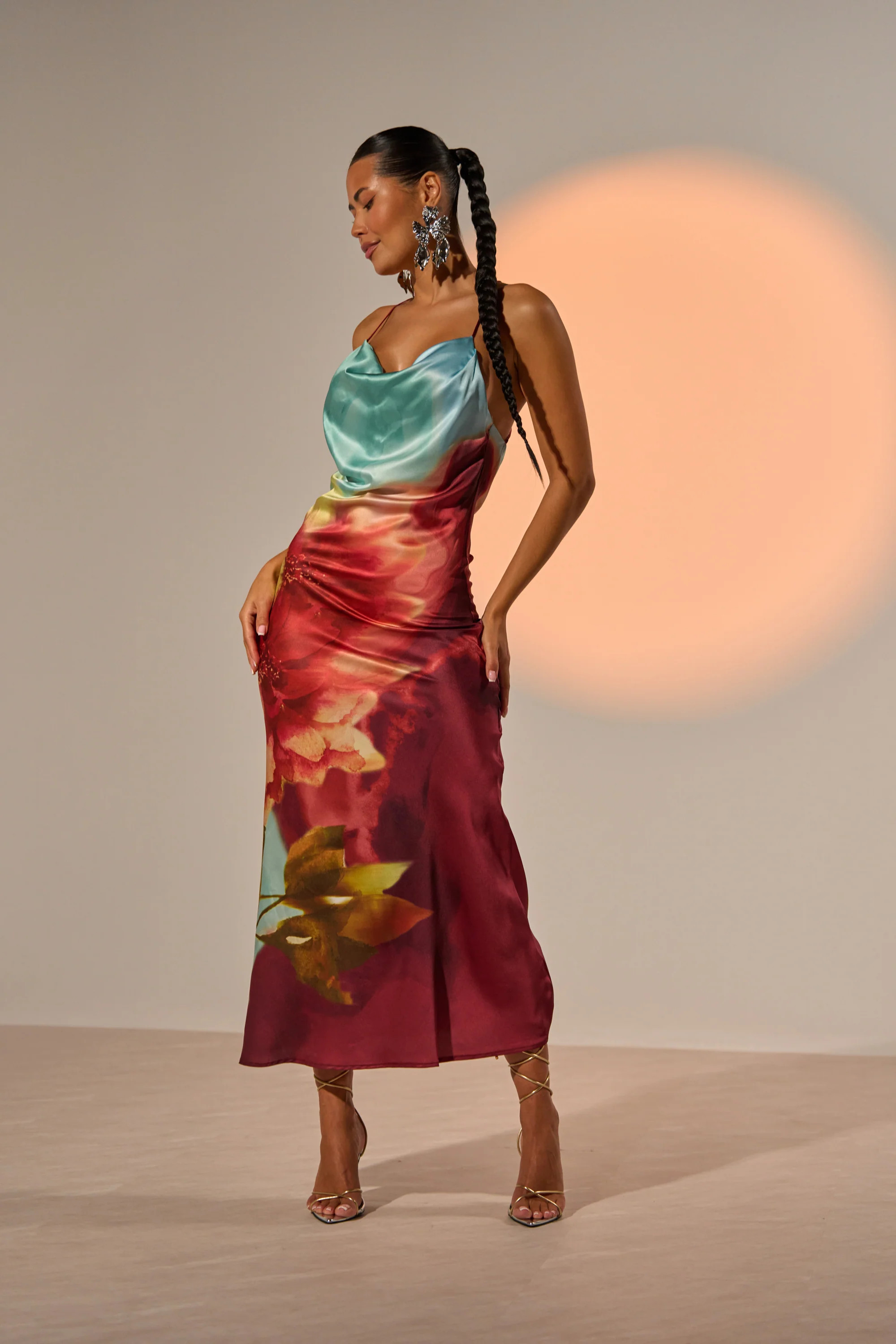 WORK OF ART SATIN MAXI DRESS | AKIRA