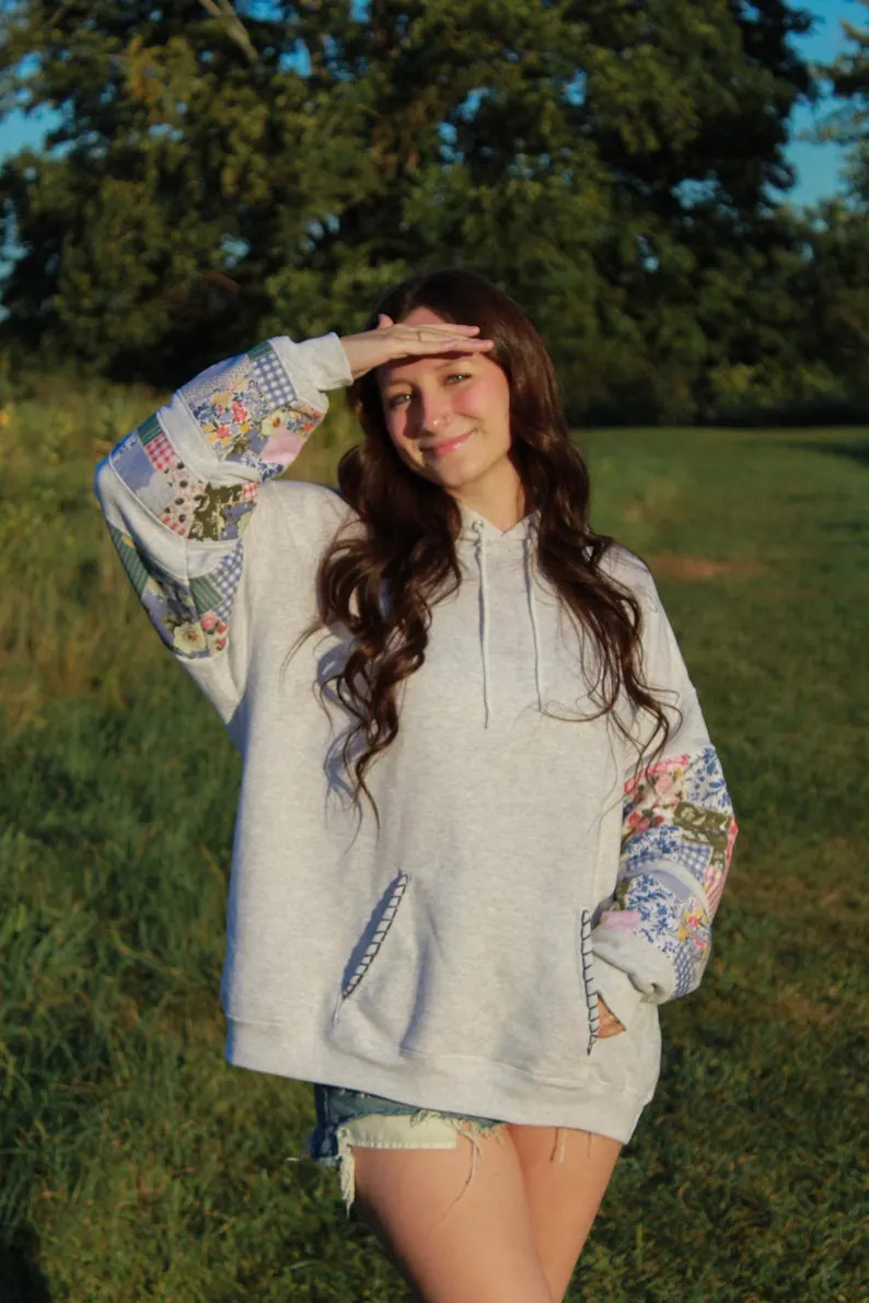 Multicolor Patchwork Hoodie Sweatshirt, Hooded Sweatshirt, Crewneck, Boho Colorblock Pullover, Co... | Etsy (US)