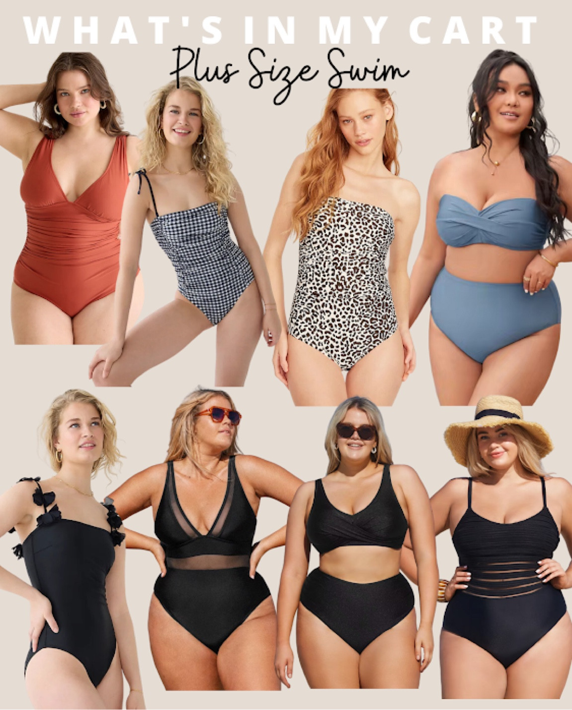 Plus size swim - neutral colors and patterns. Strappy and strapless, one piece and bikinis

#LTKcurves #LTKswim #LTKSeasonal