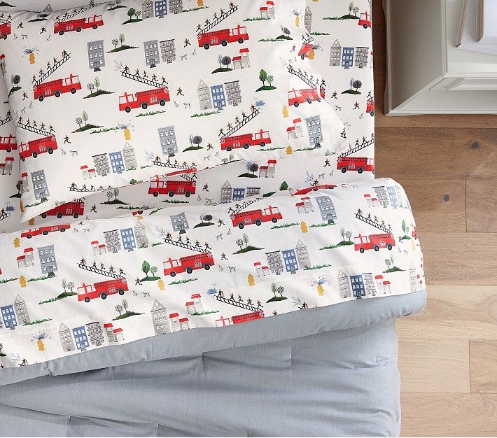 Firetruck Organic Sheet Set | Pottery Barn Kids