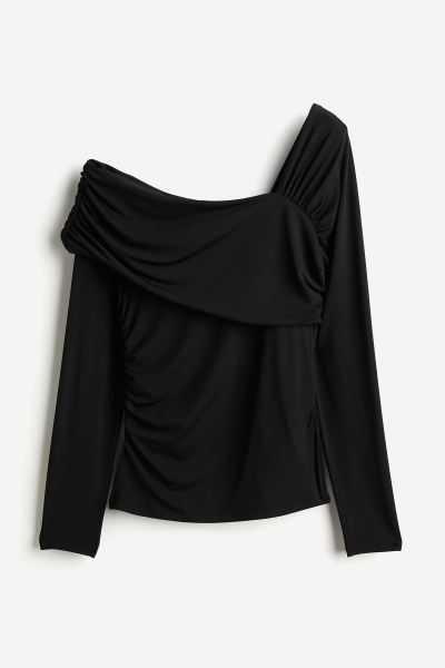 Asymmetric-neck Top - Black - Ladies | H&M US | H&M (US + CA)