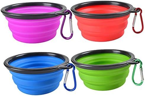 Collapsible Dog Bowls, Portable Foldable Dogs Cats Travel Water Food Bowls with Carabiner Clip fo... | Amazon (US)