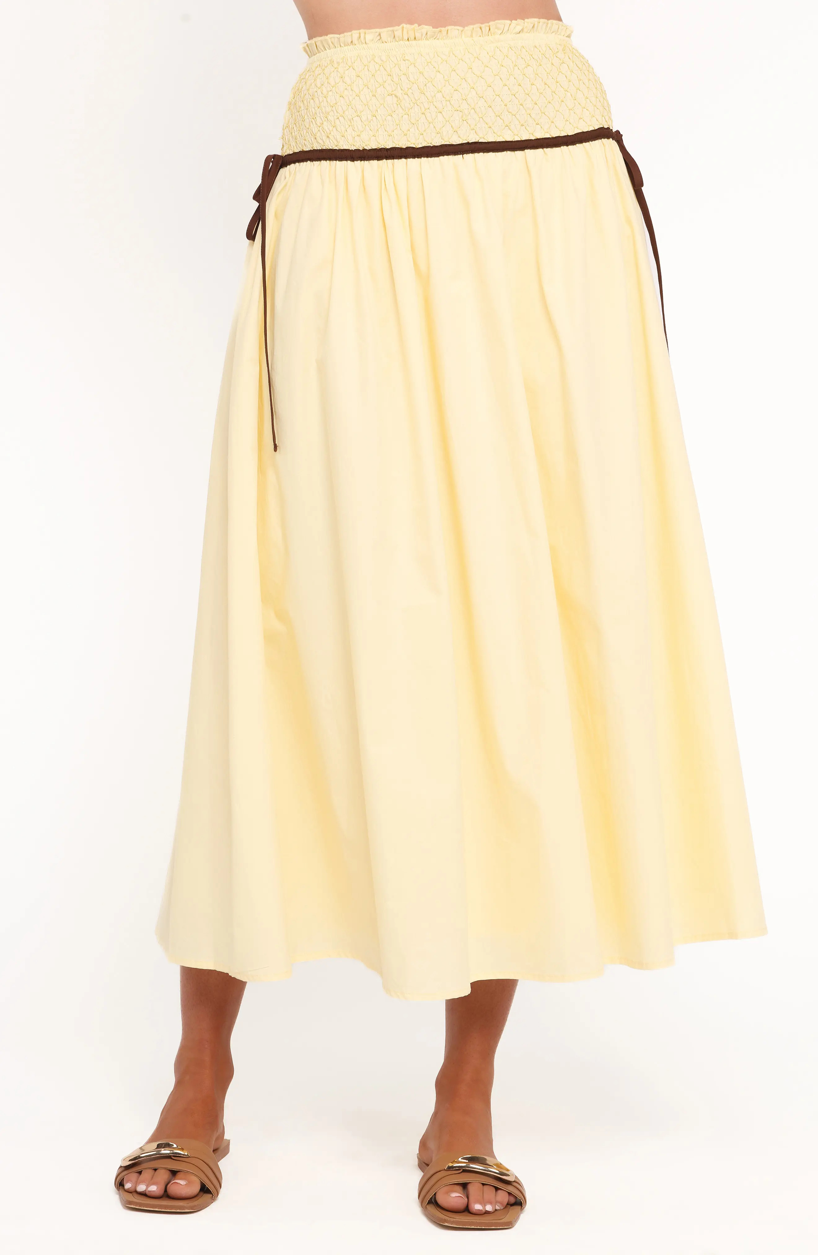 Orielle Smocked Waist Cotton Midi Skirt (Women) | Nordstrom | Nordstrom