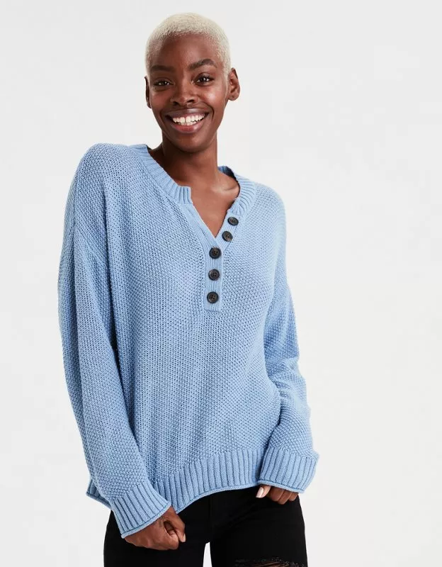 ae oversized henley sweater