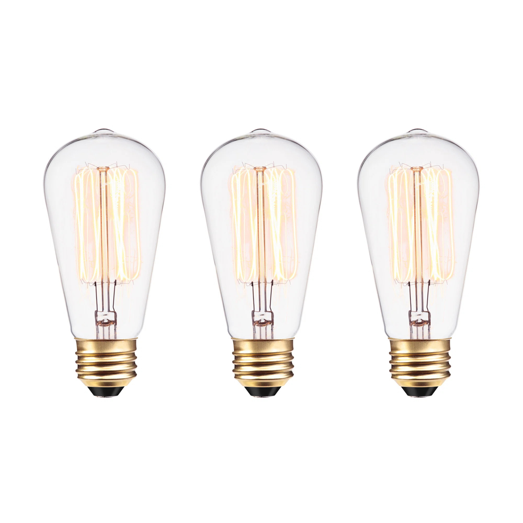 Lyle 60 Watt, ST19 Incandescent, Dimmable Light Bulb, Warm White (2200K) E26/Medium (Standard) Base (Set of 3) | Wayfair North America