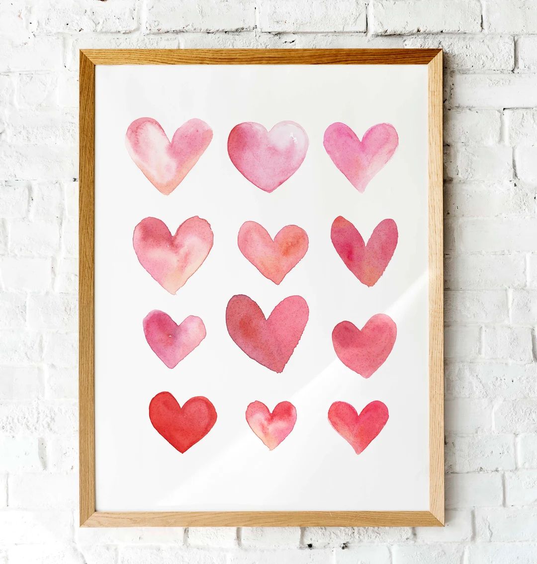 VALENTINE watercolor Pink love hearts Printable art  with bonus 5x7 card | Etsy (US)