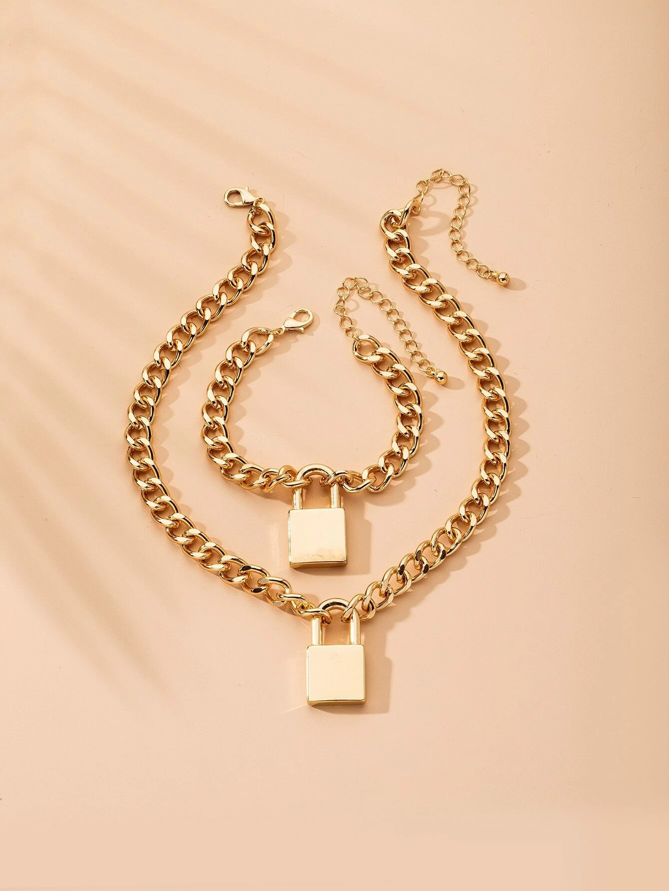 2pcs Lock Decor Bracelet & Necklace | SHEIN
