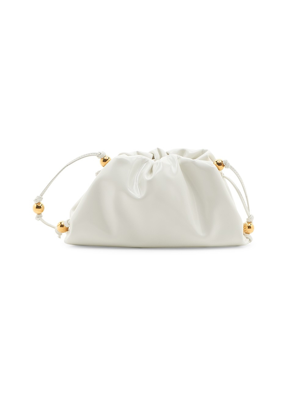 Women's The Mini Shiny Leather Pouch - White Gold | Saks Fifth Avenue